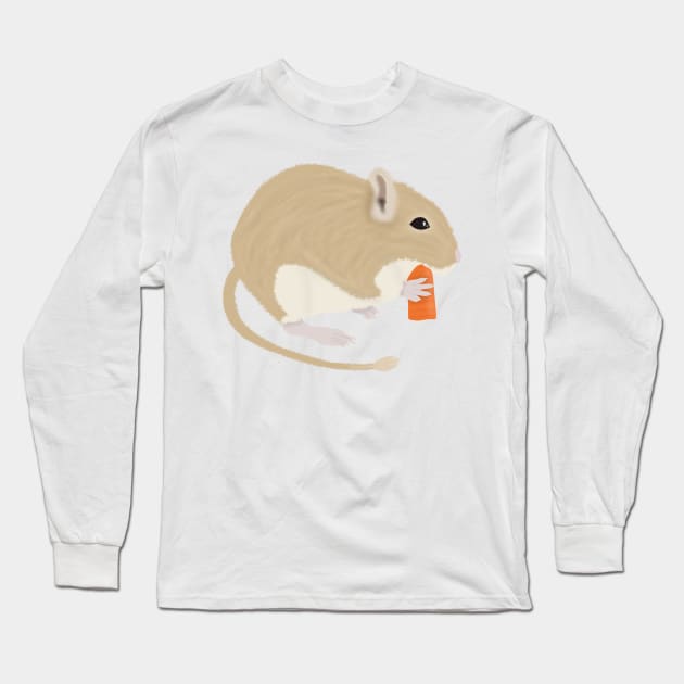 Cute golden gerbil eating carrot Long Sleeve T-Shirt by Becky-Marie